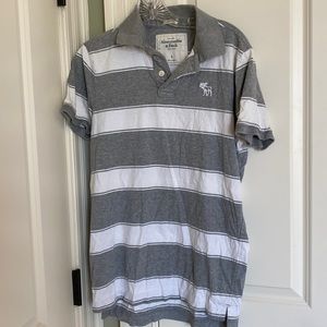 Abercrombie & Fitch Mens Large Gray and White Muscle Polo